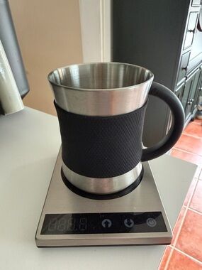 NWOT COSORI Original Coffee/Tea Warmer & Mug - Stainless Steel & Black ☕️